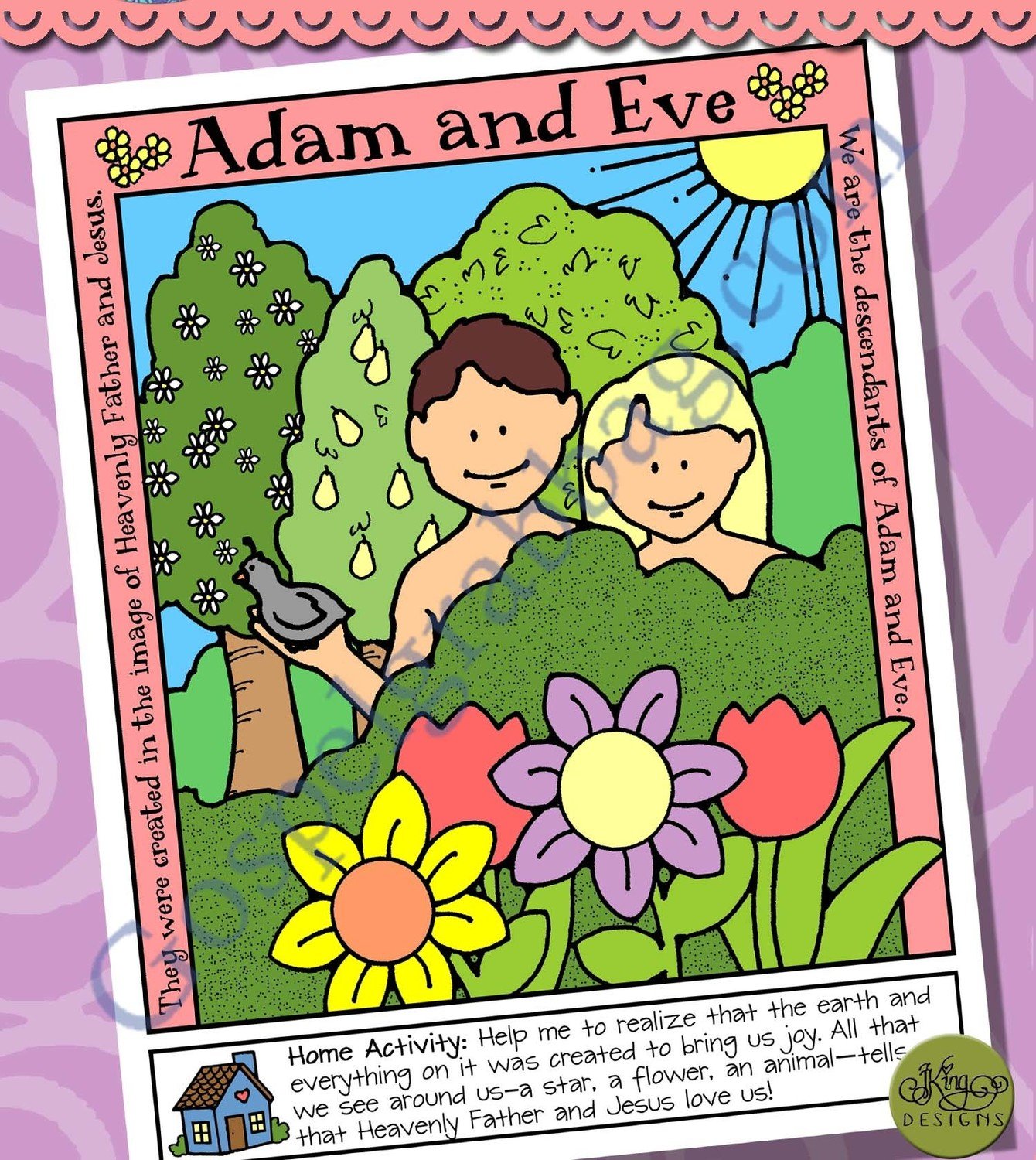 Adam &amp; Eve Creation poster or coloring page