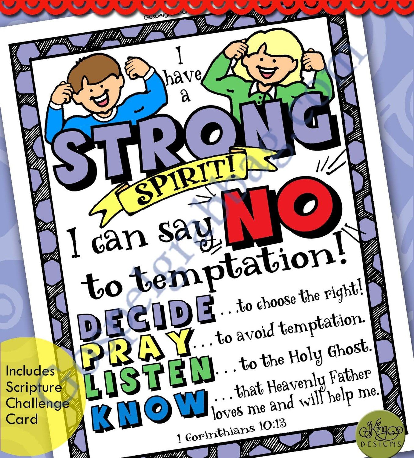 &quot;I Can Say NO to Temptation&quot; strong spirit poster