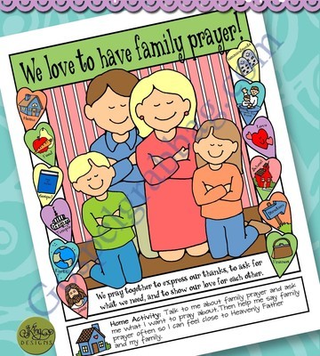 We Love Family Prayer poster or coloring page (Lesson 12)