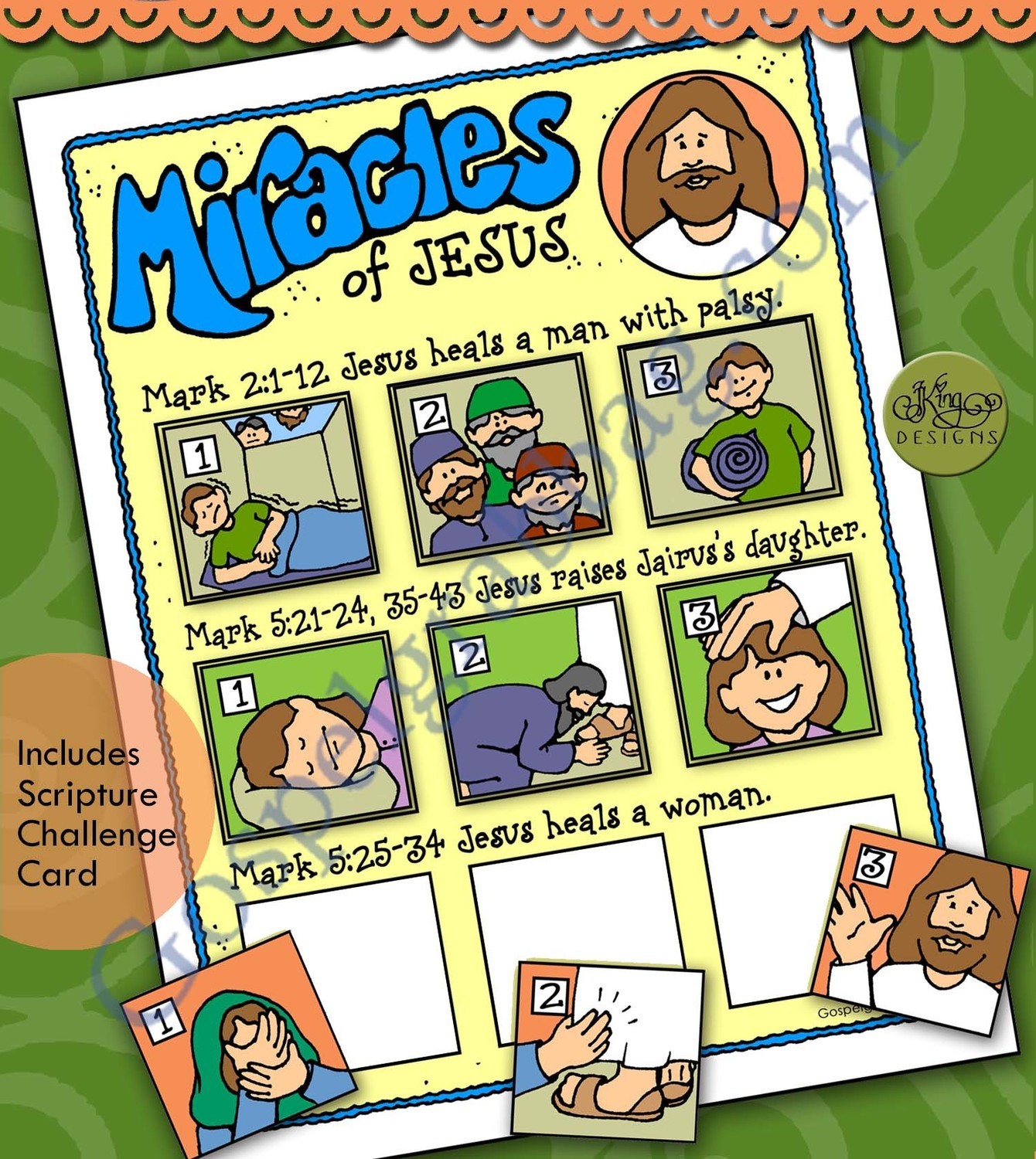 Miracles of Jesus - three stories picture-match poster
