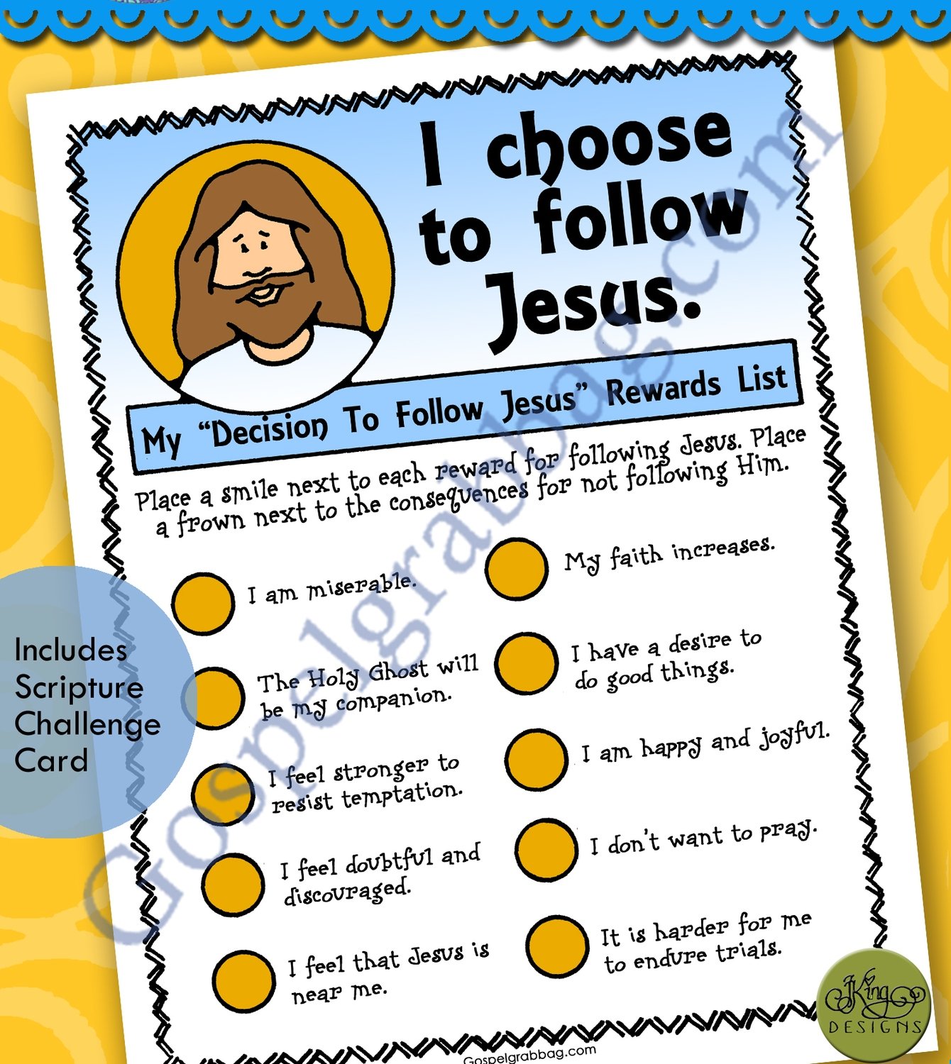 I Choose to Follow Jesus reward list