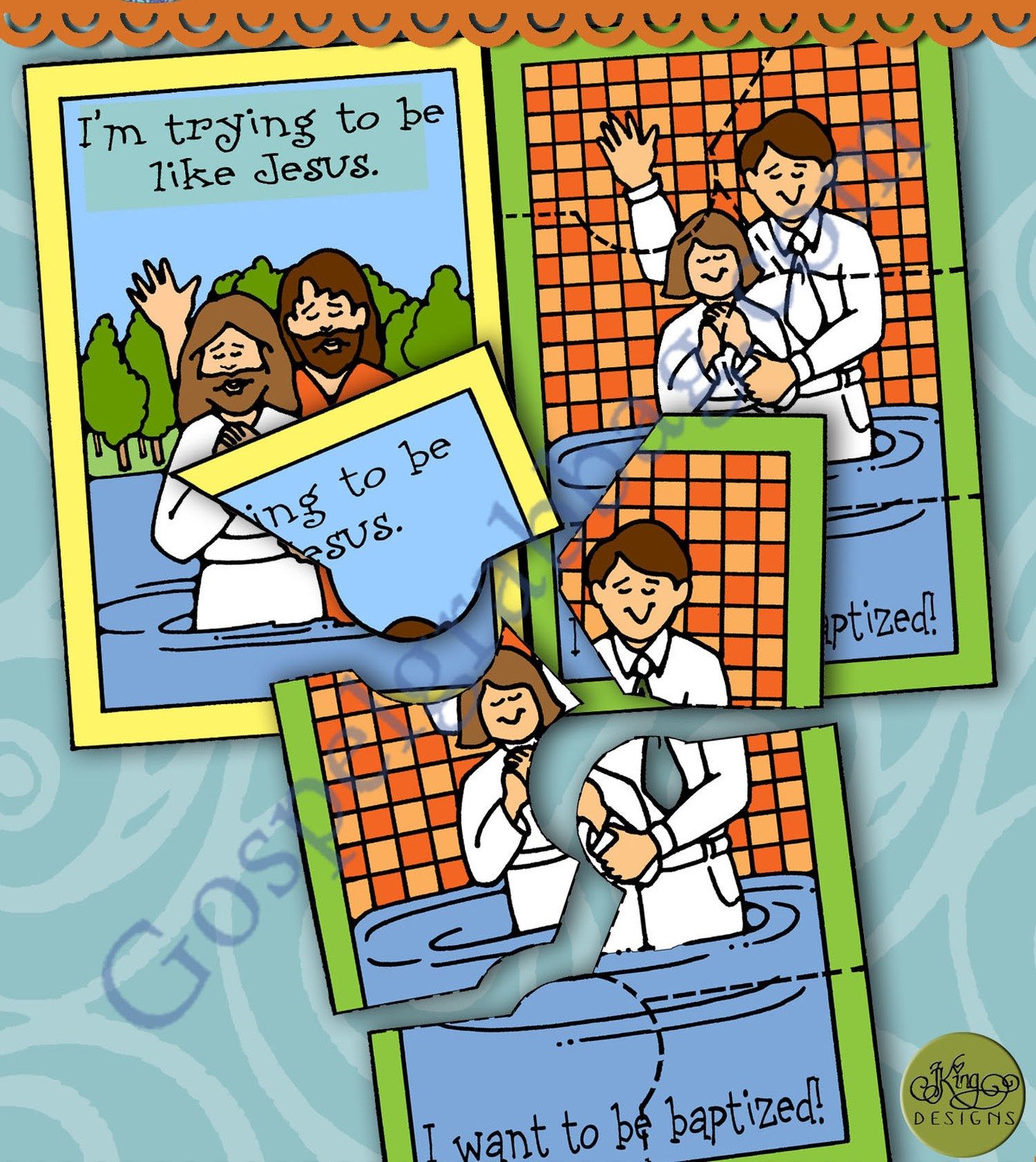 Baptized like Jesus two-sided puzzle (baptism)