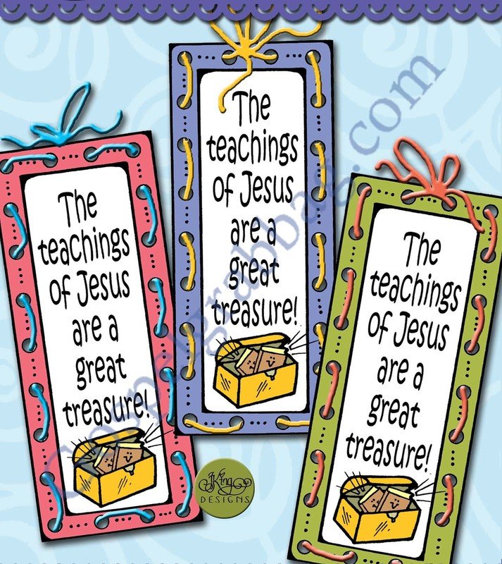 Teachings of Jesus are a Great Treasure sewing-card bookmark