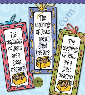 Teachings of Jesus are a Great Treasure sewing-card bookmark