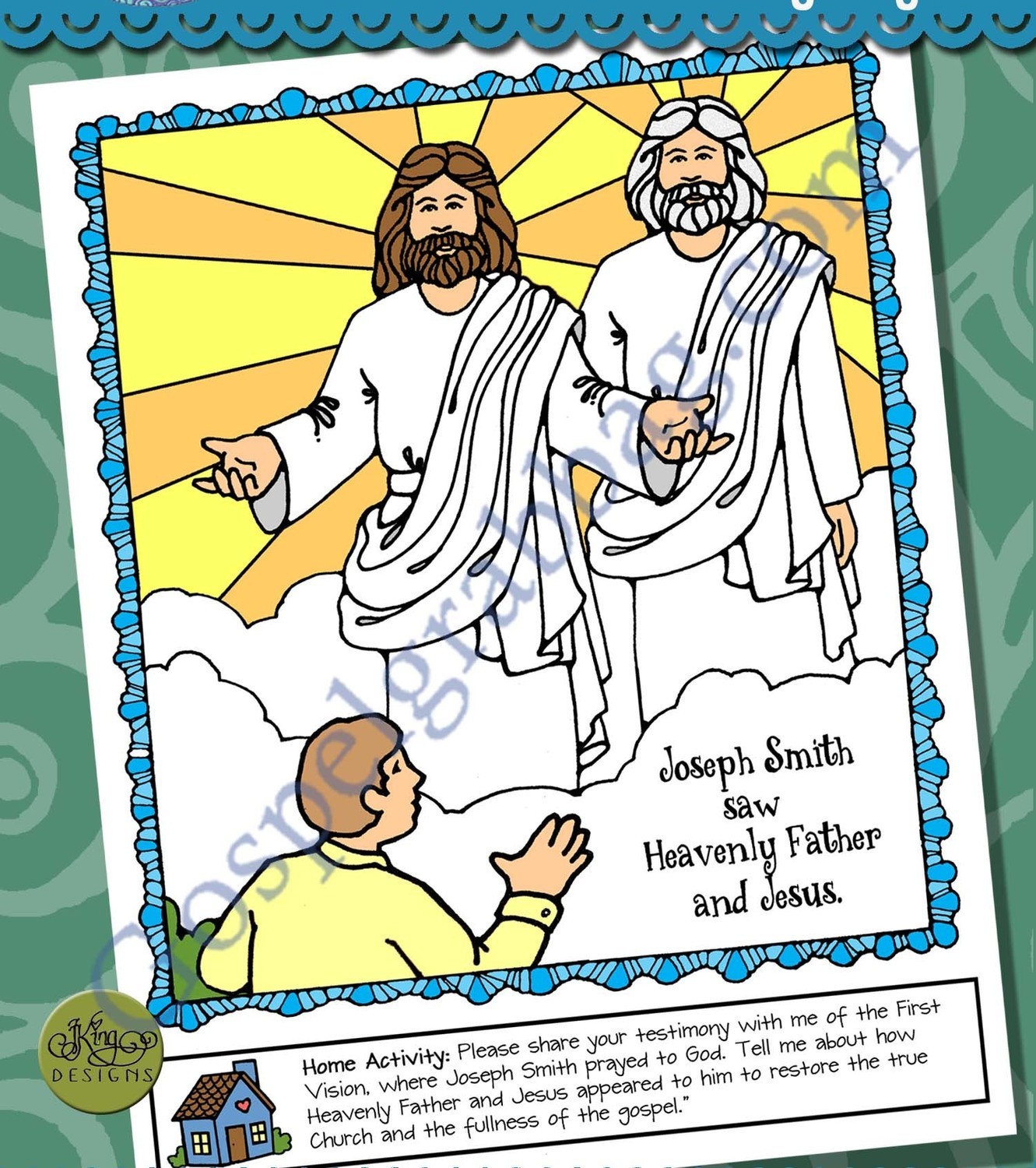 Heavenly Father and Jesus Appeared to Joseph Smith (First Vision) poster or coloring page (Lesson 21)
