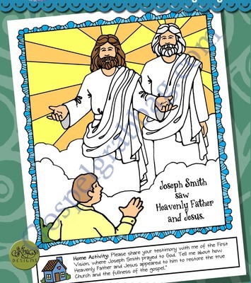 Heavenly Father and Jesus Appeared to Joseph Smith (First Vision) poster or coloring page (Lesson 21)