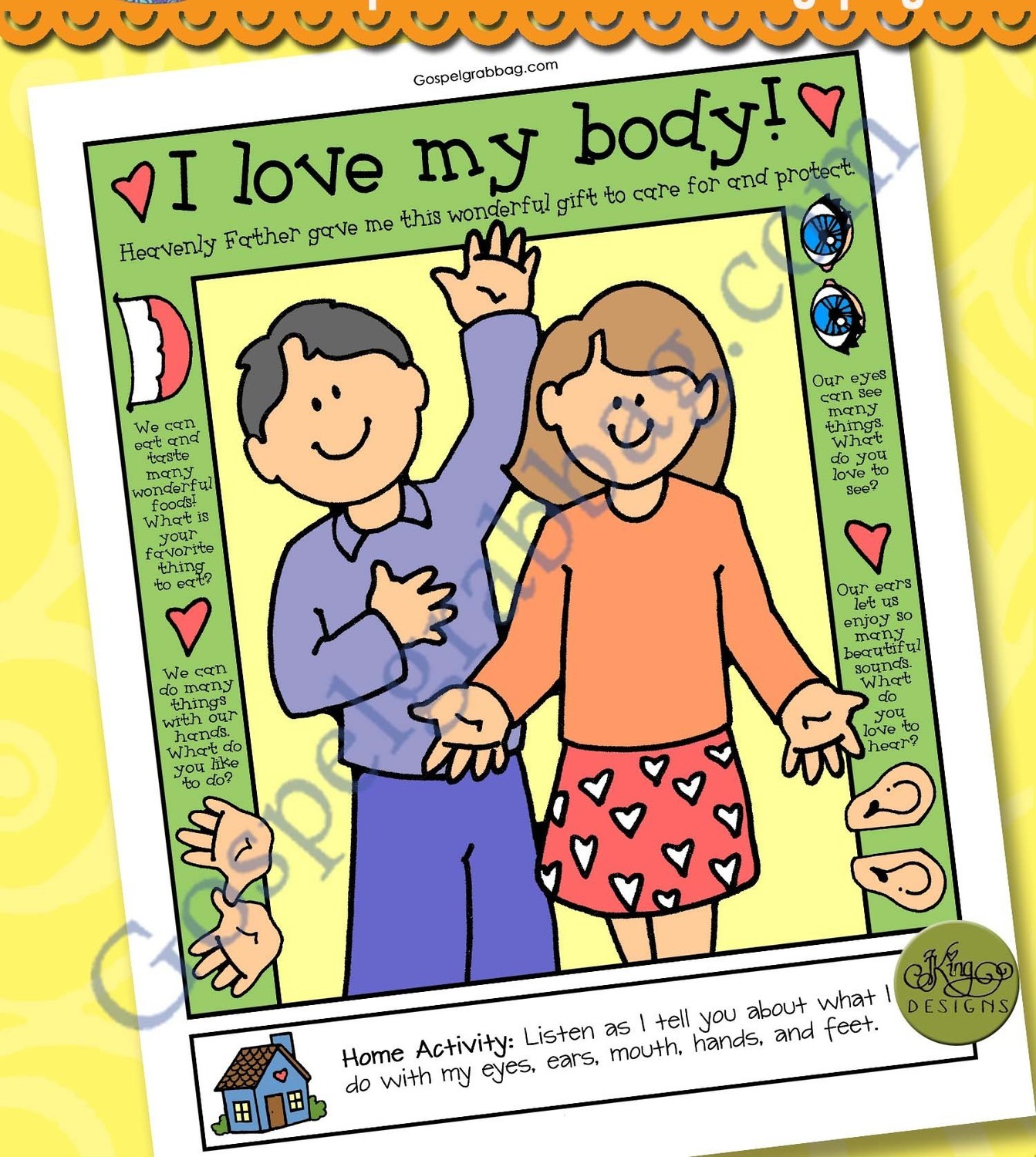 I Love My Body poster or coloring page (Lesson 10)
