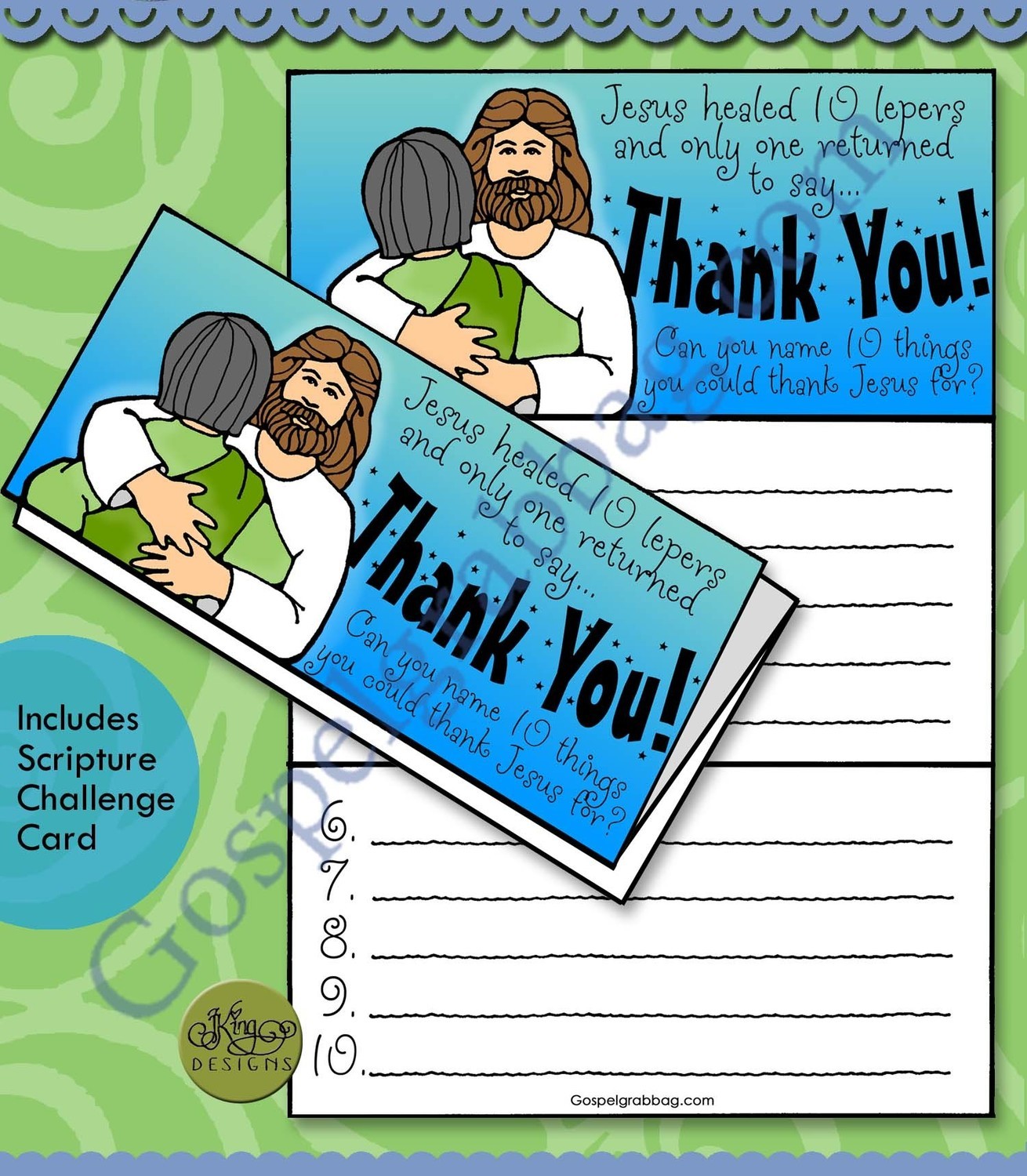 Give Thanks: Jesus Heals 10 Lepers - Jesus Thank you card Give Thanks: Jesus Heals 10 Lepers - Jesus Thank you card