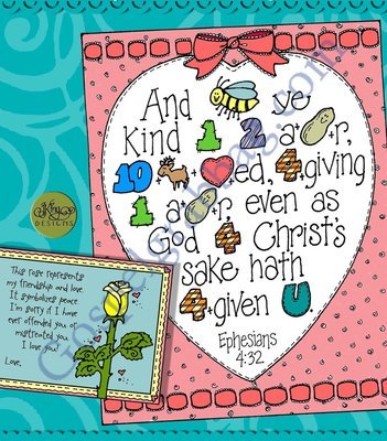 Kindly Forgive Ephesians 4:32 rebus poster &amp; peace rose card