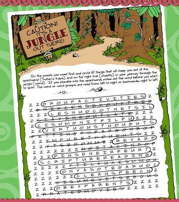 CAUTION! It's a Jungle Out There! quicksand word find puzzle