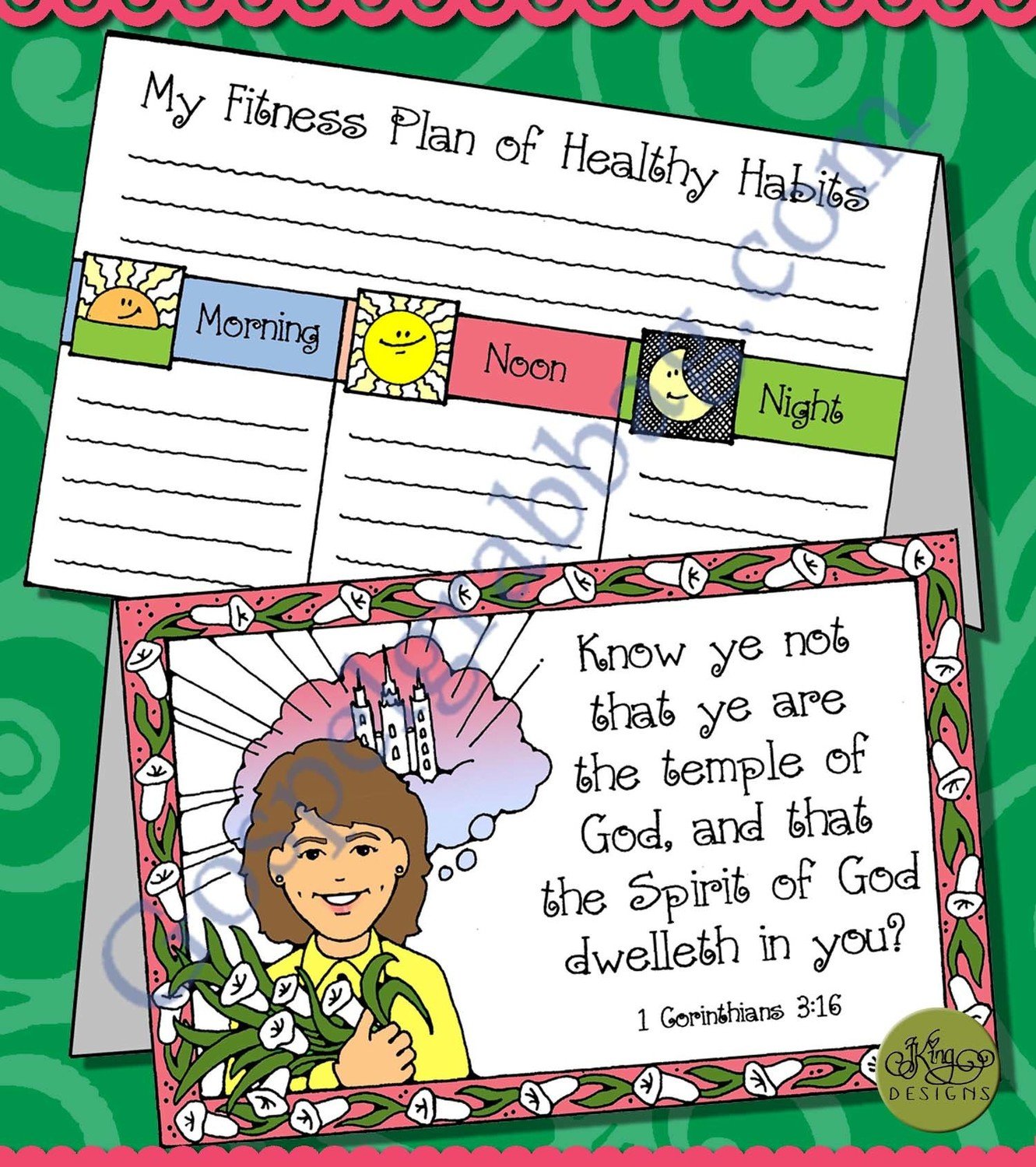 My Body is a Temple fitness plan tentcard My Body is a Temple fitness plan tentcard