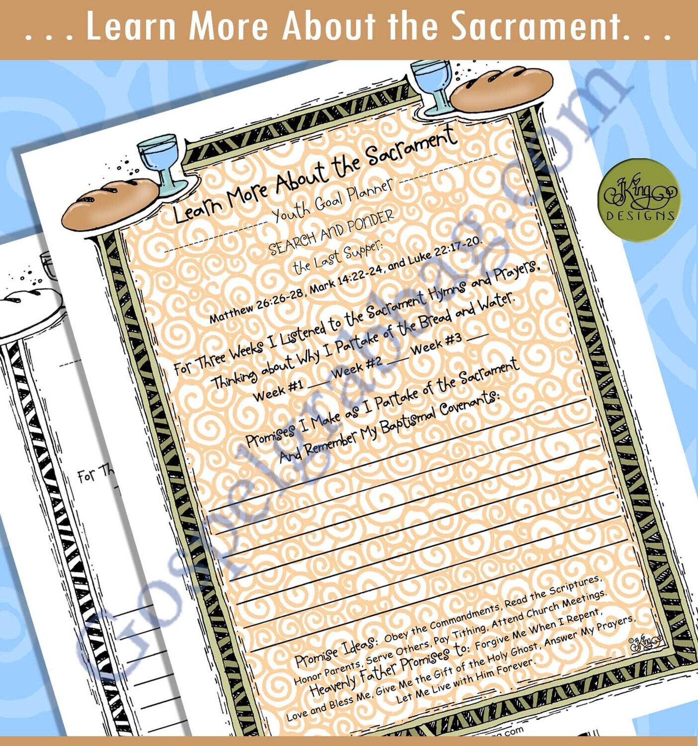 YOUTH GOAL PLANNER "Learn More about the Sacrament"