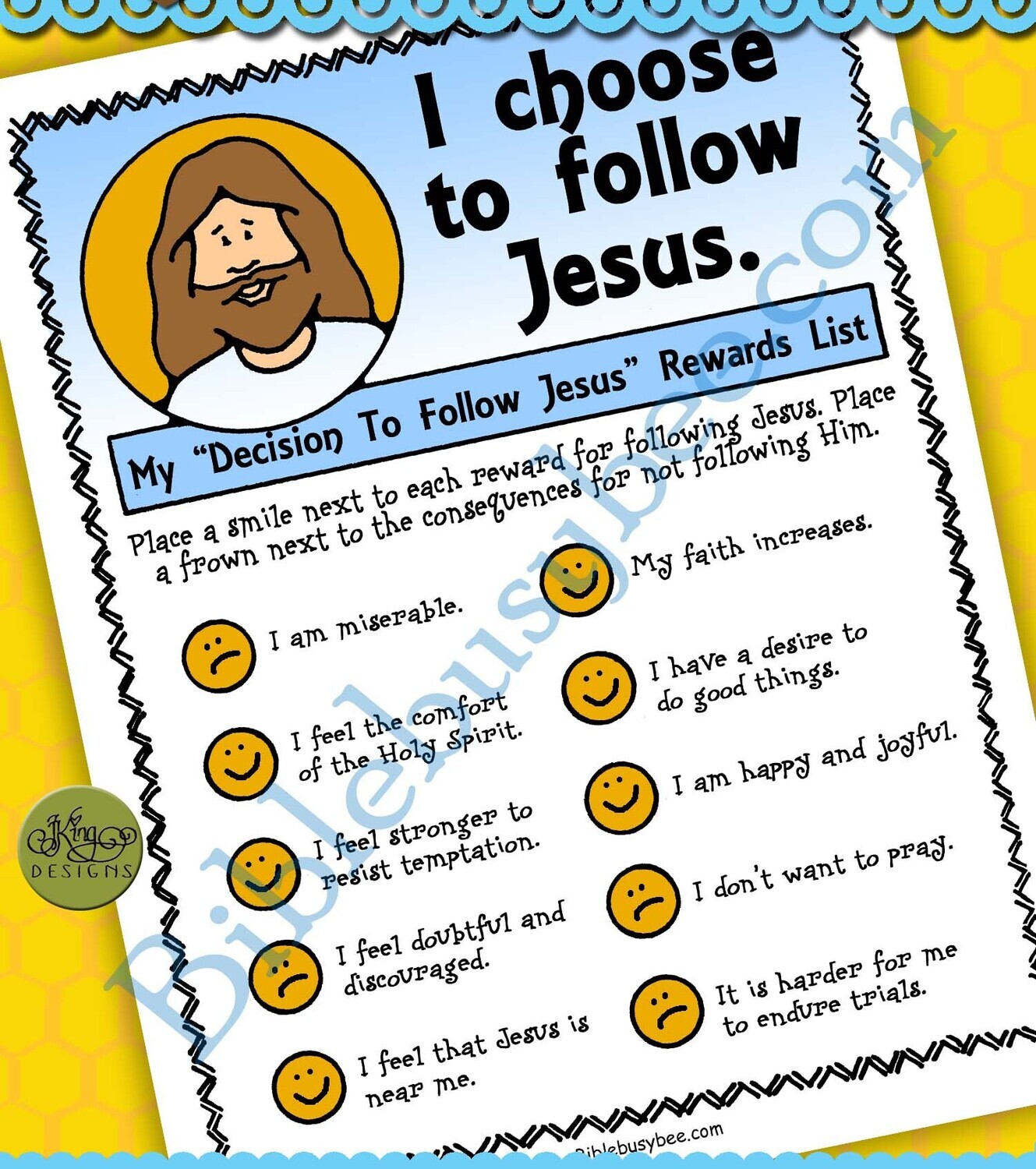 I Choose to Follow Jesus reward list