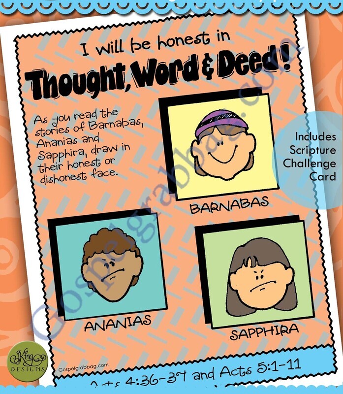 "Honest in Thought, Word &amp; Deed" drawing faces story poster