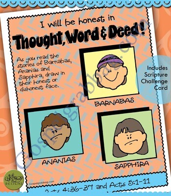 Honest in Thought, Word &amp; Deed drawing faces story poster