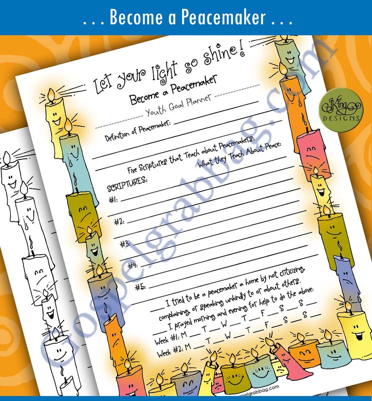 Let your light so shine! Become a Peacemaker - youth goal planner