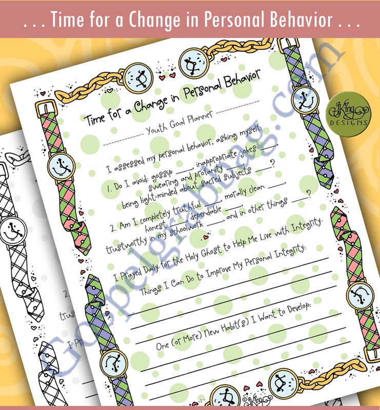YOUTH GOAL PLANNER Time for a Change in Personal Behavior