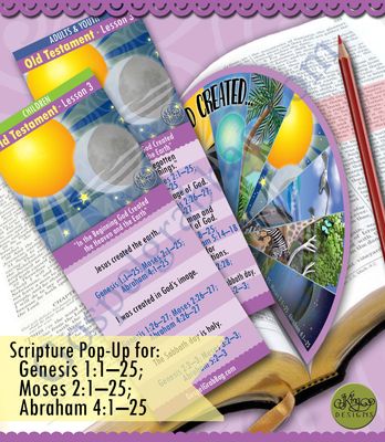 Scripture Pop-Up &amp; Bookmark: CFM “In the Beginning God Created the Heaven and the Earth” Genesis 1-2; Moses 2-3; Abraham 4-5