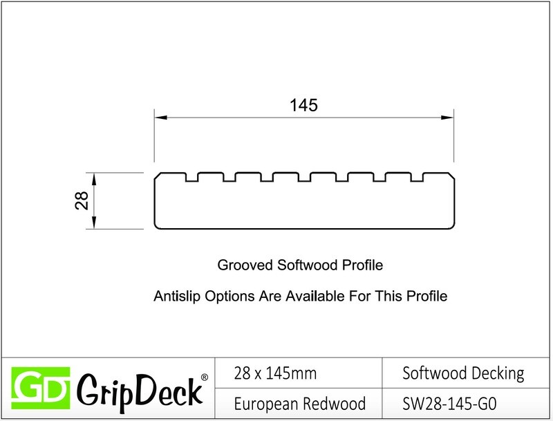 28 x 145mm Softwood Grooved Decking
