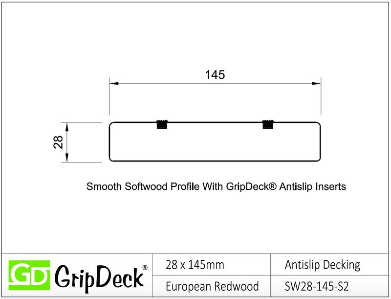GripDeck®  28 x 145mm Non-Slip Decking Softwood Smooth