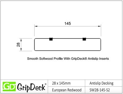 Store GripDeck® 28 x 145mm Non-Slip Decking Softwood Smooth