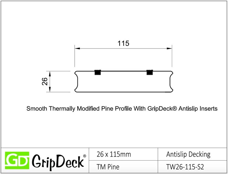 Gripdeck ThermoDeck Pine Decking 26 x  115mm