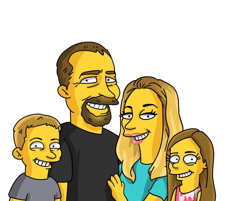 4 PERSON PORTRAIT HAND DRAWN AND EMAILED TO YOU WITHIN 10 DAYS, REVISED UNTIL YOU ARE HAPPY