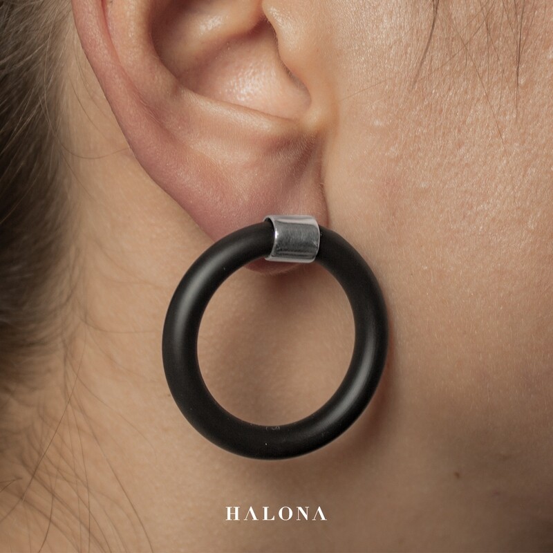 Handmade Silver and caoutchouc Earrings