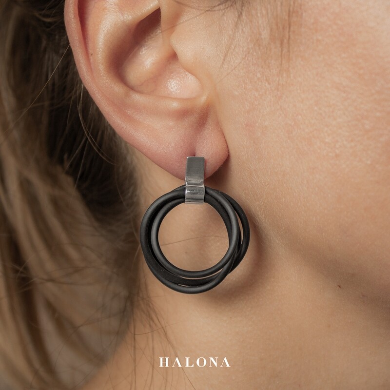 Handmade Silver and caoutchouc Earrings