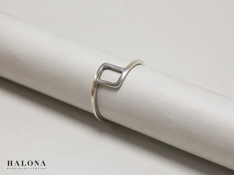 Handmade modern square silver ring.