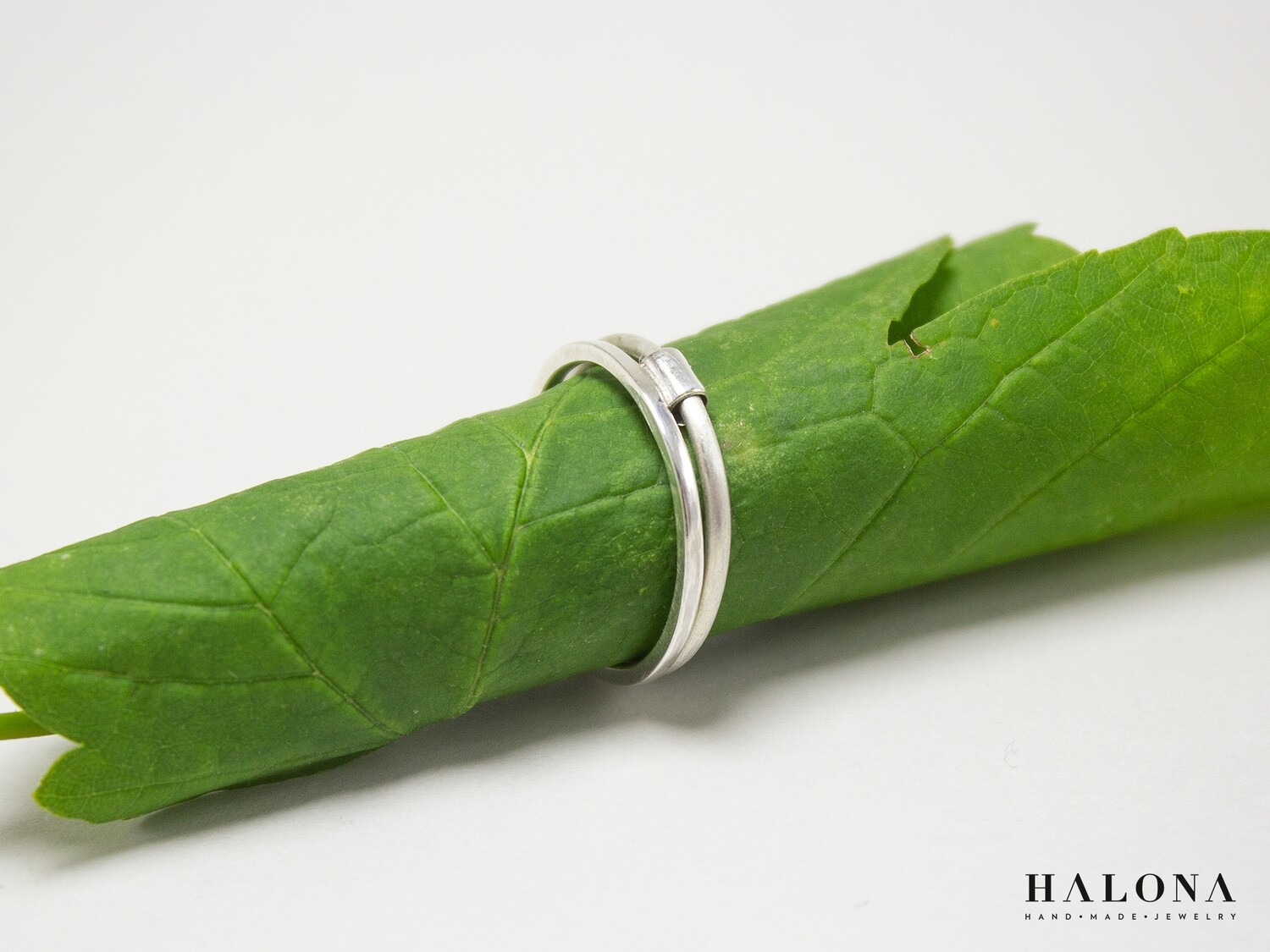 Handmade modern silver ring.