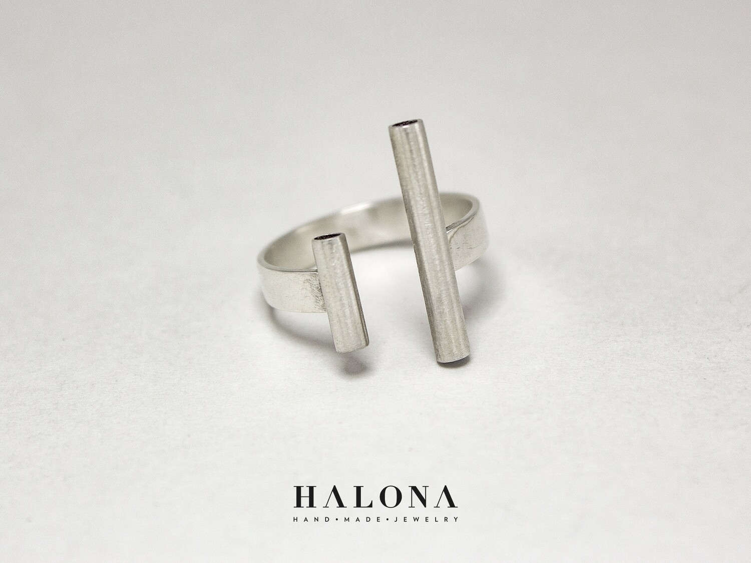 Handmade modern silver ring.