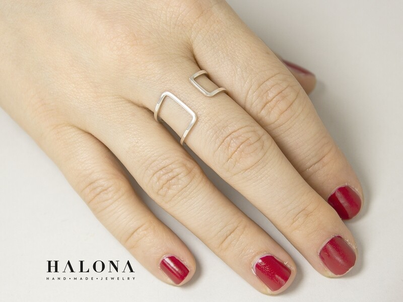 Handmade modern silver ring.