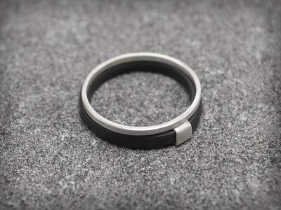 Men's Silver and caoutchouc Ring