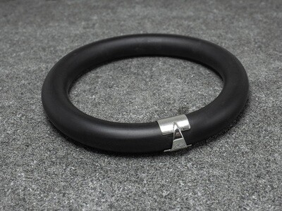 Modern Black Bracelet made of silver and caoutchouc