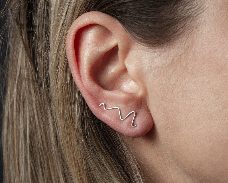 Handmade Silver Ear Climber Earrings.