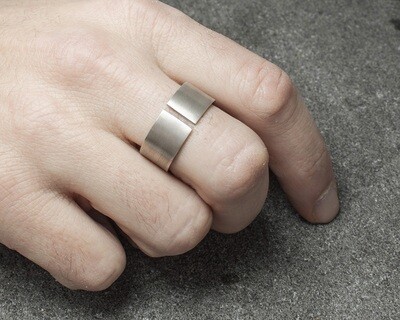 Silver matt flat band ring