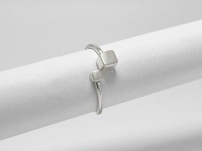 Handmade minimalist two Cube silver ring.