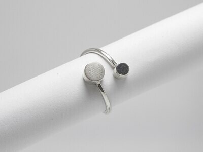 Handmade minimalist two dot silver ring.