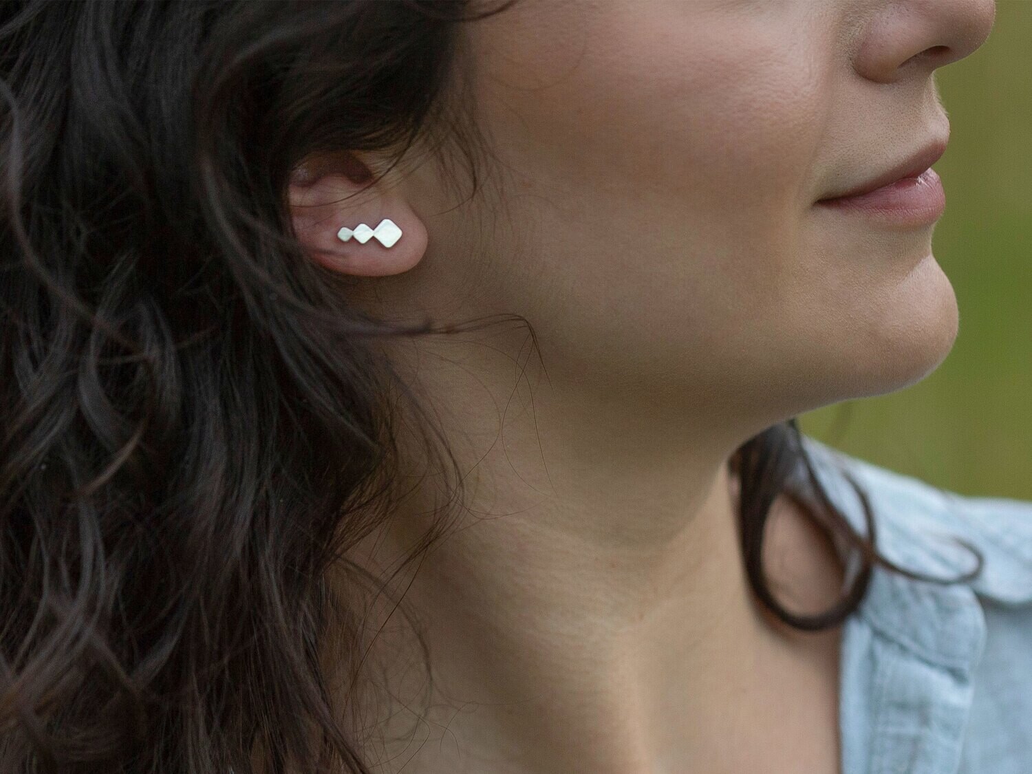 Silver Earrings, square ear jacket Earrings