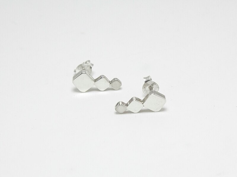 Silver Earrings, square ear stud Earrings