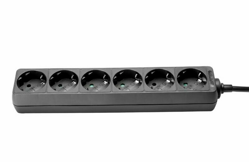 6 Fach Schuko Schwarz