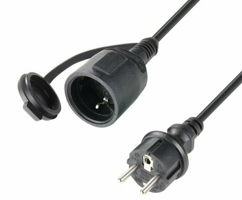 Schuko Verlängerung  5m IP44 Schwarz