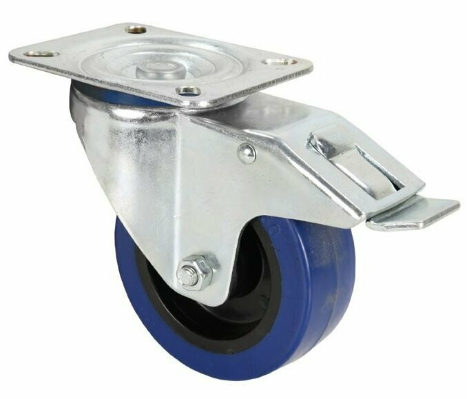 AH Lenkrolle 100mm blau mit  Bremse