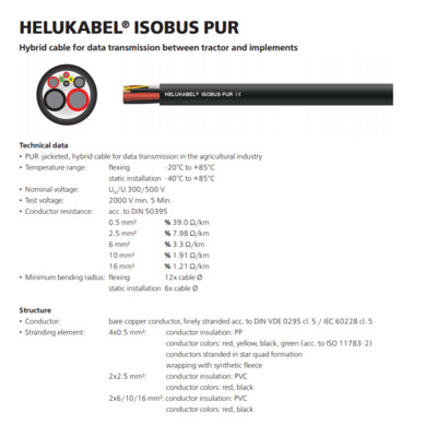ISOBUS PUR 2x10mm² Meterware 8 Ader ca. 15,3mmØ