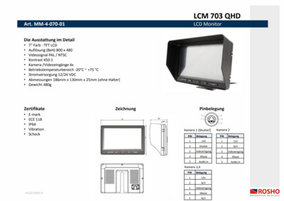 7" Monitor LCM 703QHD