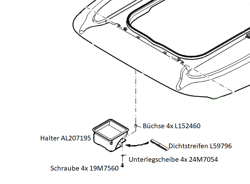 JD Starfire Halter altes Dach 6020-30 zu Reling, AL207195