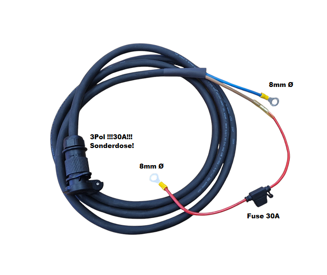 3 Pol Batterie Powerkabel 10m mit 32A Dose