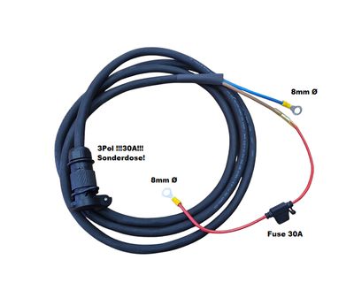 3-pole battery power cable 10m with 32A socket