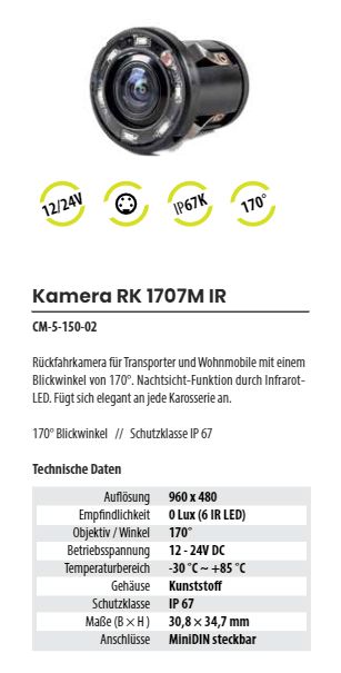 Stabkamera RK 1707M IR